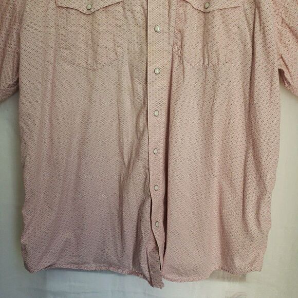 Panhandle Mens Pearl Snap Button Shirt Pink Geometric Cotton Western Wear 2XL - Picture 6 of 10